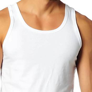 Sedef Y�ld�z Battal Beden Erkek Penye Atlet Beyaz 7 No