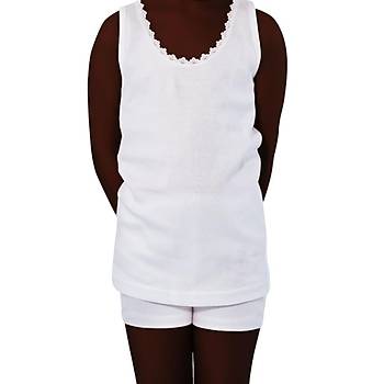 2 li Paket �zlem K�z �ocuk Ribana Geni� Ask�l� Atlet Beyaz 1321