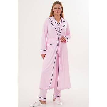 Mecit 6333 Pembe Kad�n Sabahl�kl� Boydan D��meli Pijama Tak�m�