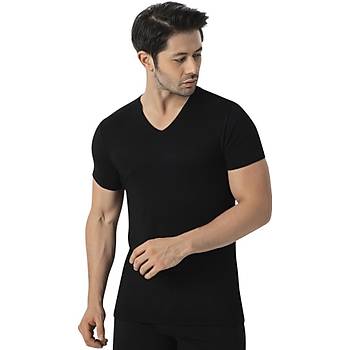 L�x Drm Erkek Bambu K�sa Kollu V Yaka Fanila Atlet 3905