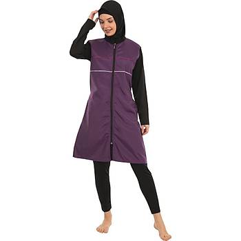 Form Angel Bayan Fermuarl� Taytl� Tam Kapal� Tesett�r Mayo 1500-7