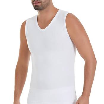 6 Adet Y�ld�z Erkek Modal S�f�r Kollu V Yaka Fanila Atlet Beyaz 380