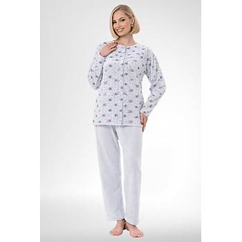 Mecit 6321 Mavi B�y�k Beden Kad�n Sabahl�k Pijama Gecelik Set