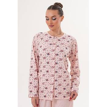 Mecit 6315 Pudra Kad�n Boydan D��meli B�y�k Beden Pijama Tak�m�