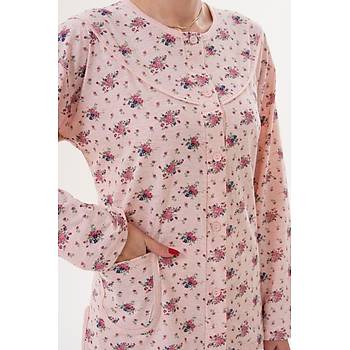 Mecit 6315 Pudra Kad�n Boydan D��meli B�y�k Beden Pijama Tak�m�