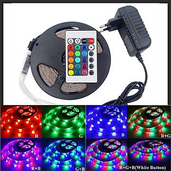 Rgb �erit 5 Metre 16 Renkli Kumandal� Adapt�rl� �ift Tarafl� Bant
