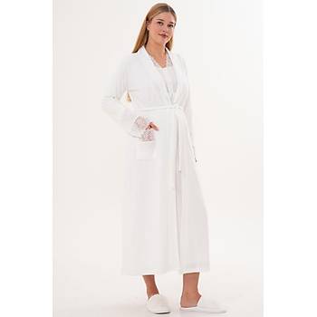 Mecit 6332 Bayan Ekru Sabahl�k Gecelik Pijama Hamile Lohusa Set