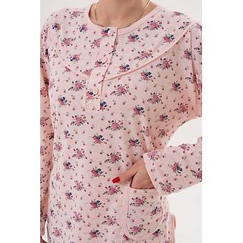 Mecit 6316 Pudra Kad�n B�y�k Beden Sabahl�kl� Pijama Tak�m�