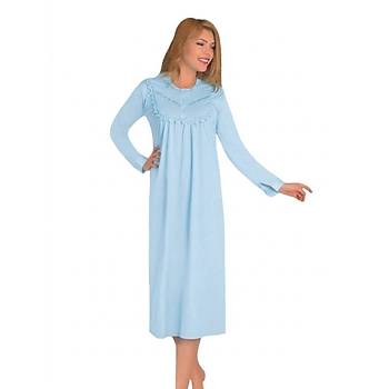 Aysu Bayan Battal Beden Penye Uzun Kol Gecelik B�y�k Kal�p