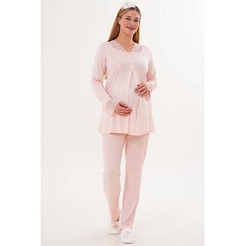 Mecit 6332 Bayan Pudra Sabahl�k Gecelik Pijama Hamile Lohusa Set
