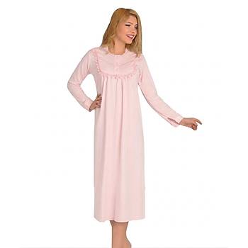 Aysu Bayan Battal Beden Penye Uzun Kol Gecelik B�y�k Kal�p