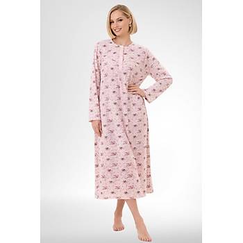 Mecit 6318 Pudra B�y�k Beden Kad�n Sabahl�k Pijama Gecelik Set