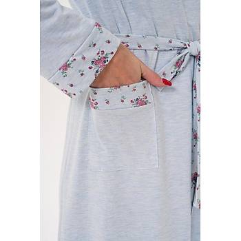 Mecit 6319 Mavi B�y�k Beden Kad�n Sabahl�k Pijama Gecelik Set