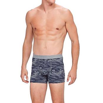 2'li Paket Kom Minor Erkek Elastan Boxer Kamuflaj Desen Gri Melanj