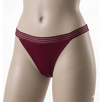 �mer Bayan Modal �nce T�l �izgili Lastik Slip Bikini K�lot 4274