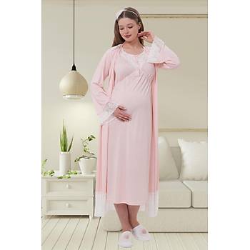 Mecit 6204 Bayan Pembe Hamile Lohusa Sabahl�k�Gecelik Tak�m