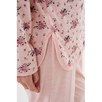 Mecit 6314 Pudra Kad�n B�y�k Beden Pijama Tak�m�