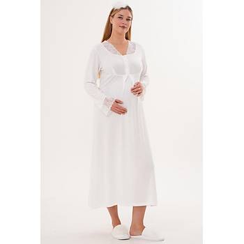Mecit 6332 Bayan Ekru Sabahl�k Gecelik Pijama Hamile Lohusa Set
