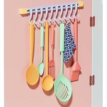 30 Adet 10 Kancal� Rayl� Mutfak ve Banyo D�zenleyici Ask� 30 cm