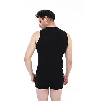 3 Adet ift Kaplan Erkek Ribana Kolsuz Spor Atlet Siyah 920