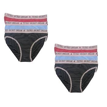 6 Adet Tutku Bayan Bikini Klot Siyah Mavi Krmz B001