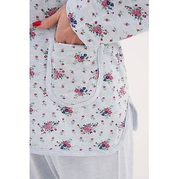 Mecit 6316 Mavi Kad�n B�y�k Beden Sabahl�kl� Pijama Tak�m�