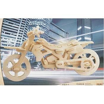 3D Ahşap Puzzle Yapboz Motosiklet Boyanabilir G-P022 48 Parça