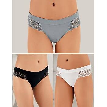 6 l� Paket �ahinler Bayan Dantelli Likral� Tanga K�lot B3088