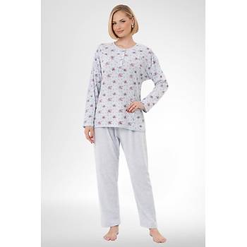 Mecit 6316 Mavi Kad�n B�y�k Beden Sabahl�kl� Pijama Tak�m�