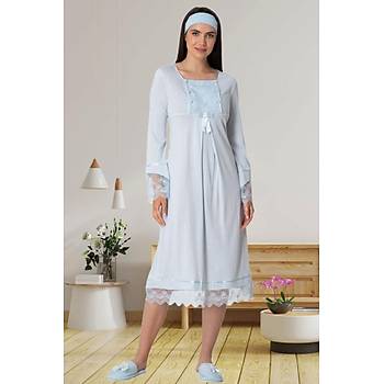 Mecit 5570 Mavi Triko Sabahl�kl� Lohusa Gecelik Tak�m