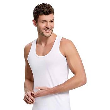 6 l Paket lke Erkek Penye Atlet Beyaz 101