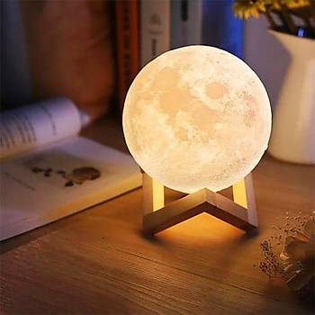 3D LED Ay Gece Lambasý Aydýnlatma Sarj Edilebilir Lamba 15 cm