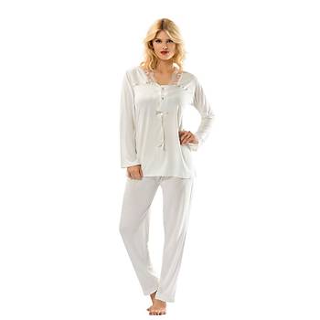 Sistina Bayan Ekru Penye Pijama Takm - 1556