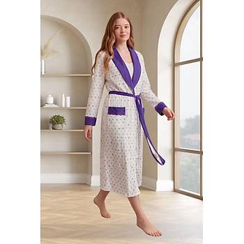 Mecit 6358 Mor Kad�n Uzun Sabahl�kl� Pijama Tak�m�