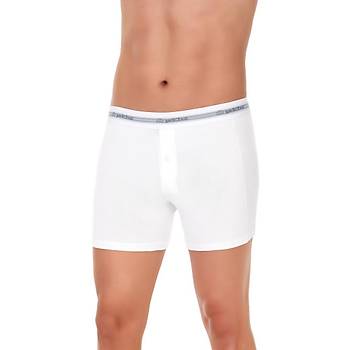 6 Adet Y�ld�z Erkek Likral� Uzun Boxer Short Beyaz 110