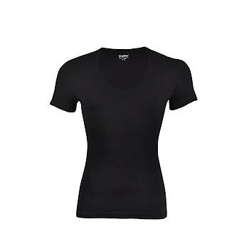 6 Adet Y�ld�z Erkek Likral� Derin V Yaka T-Shirt Fanila Siyah 356