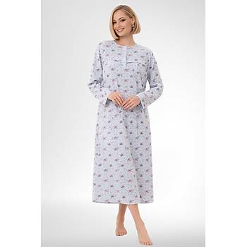 Mecit 6318 Mavi B�y�k Beden Kad�n Sabahl�k Pijama Gecelik Set