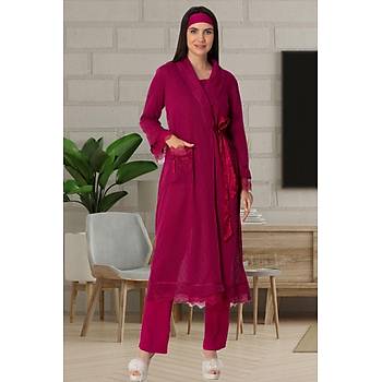 Mecit 5569 Fu�ya Triko Sabahl�kl� Lohusa Pijama Tak�m�