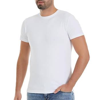 6 Adet Yıldız Erkek Likralı Kısa Kollu T-Shirt Fanila Beyaz 90
