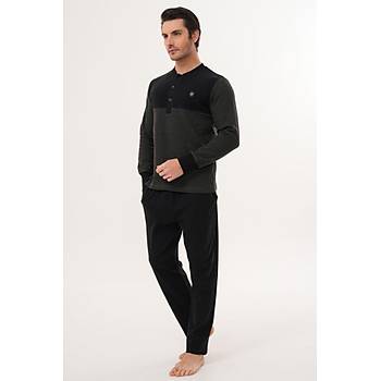 Mecit 2999 Ye�il-Siyah Selanik Kuma� K��l�k Erkek Pijama Tak�m�