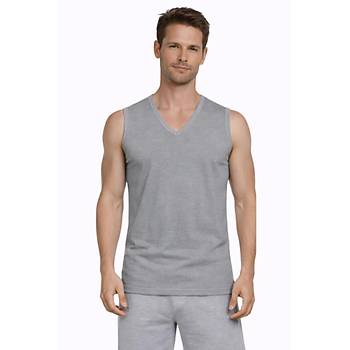 6 Adet �ift Kaplan Elastanl� V Yaka Kolsuz Atlet Renkli 924
