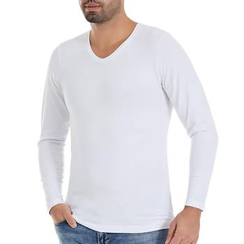 6 Adet Yldz Erkek Modal Uzun Kollu T-Shirt Fanila Beyaz 340