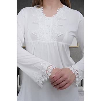 Mecit 1517 Bayan Hamile Lohusa Ekru Sabahl�kl� Pijama Tak�m�