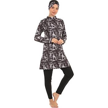 Form Angel Bayan Desenli Likral� Tam Kapal� Tesett�r Mayo 1600-15