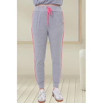 Mecit 6200 Bayan Gri Spor Uzun Kollu Pijama Takm