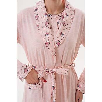 Mecit 6319 Pudra B�y�k Beden Kad�n Sabahl�k Pijama Gecelik Set