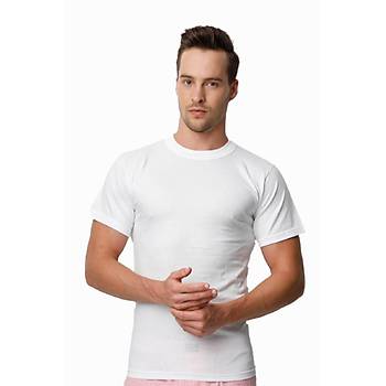 6 l� Paket Donex 2102 Erkek S�f�r Yaka K�sa Kol Atlet Beyaz