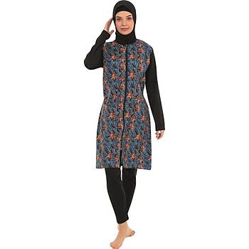 Form Angel Bayan Desenli Taytl� Tam Kapal� Tesett�r Mayo 1800-18