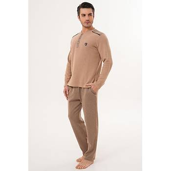 Mecit 2998 Kahve Selanik Kuma� K��l�k Erkek Pijama Tak�m�