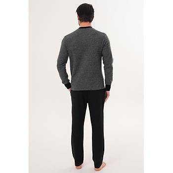 Mecit 2999 Gri-Siyah Selanik Kuma� K��l�k Erkek Pijama Tak�m�